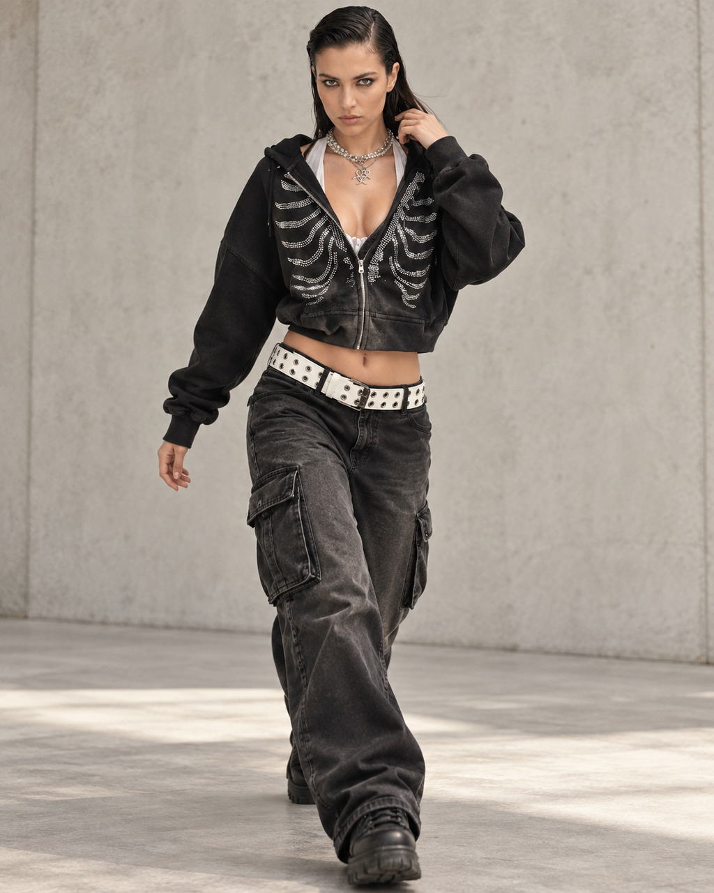 The Silenit Luxe Embellished Zip Hoodie