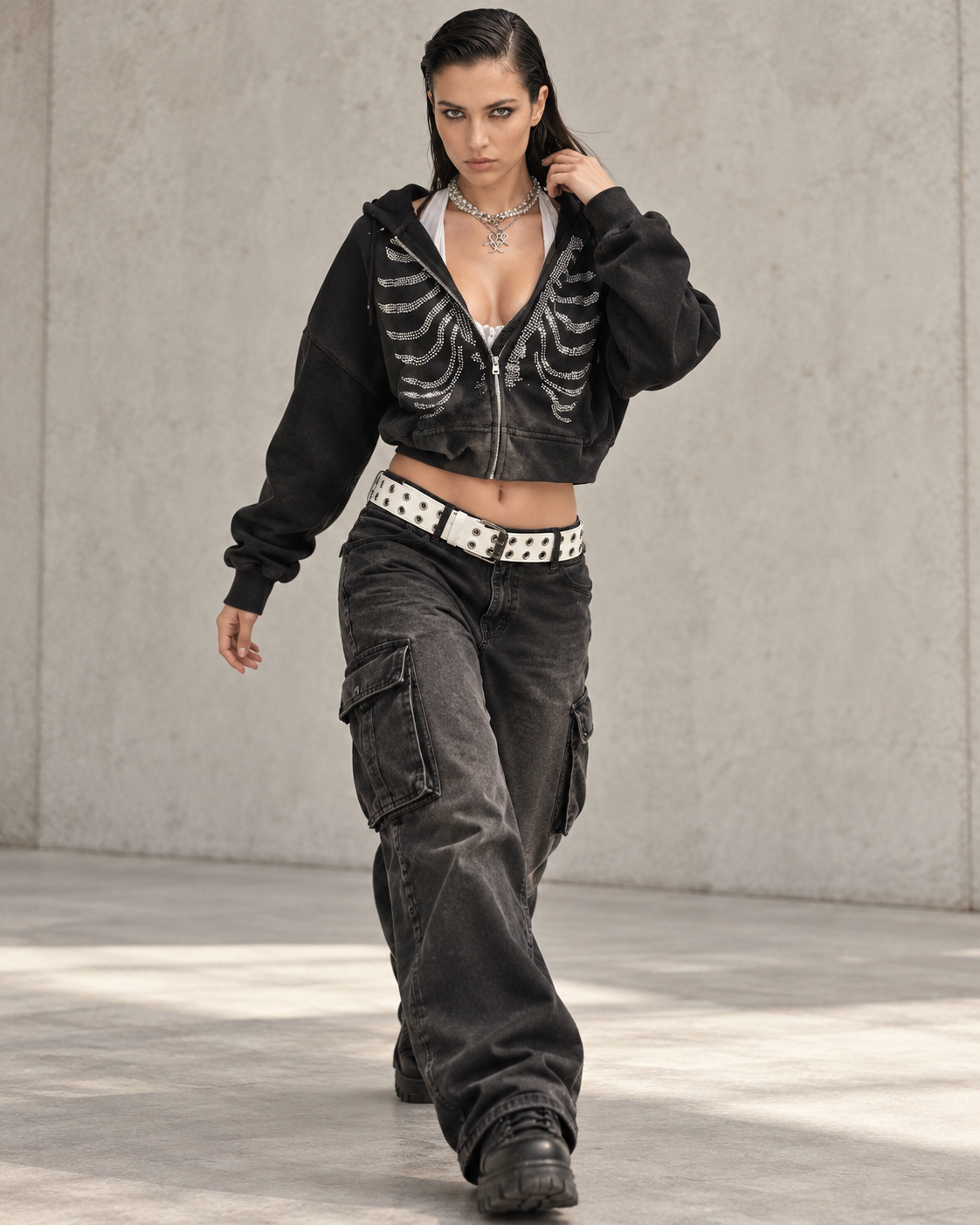 The Silenit Luxe Embellished Zip Hoodie