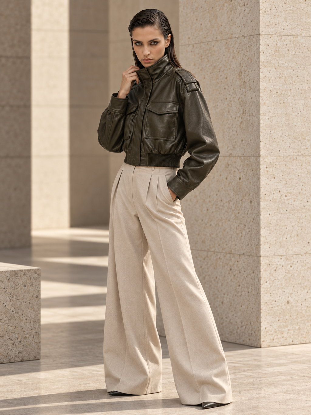 The Silenit Luxe Relaxed Faux Leather Jacket