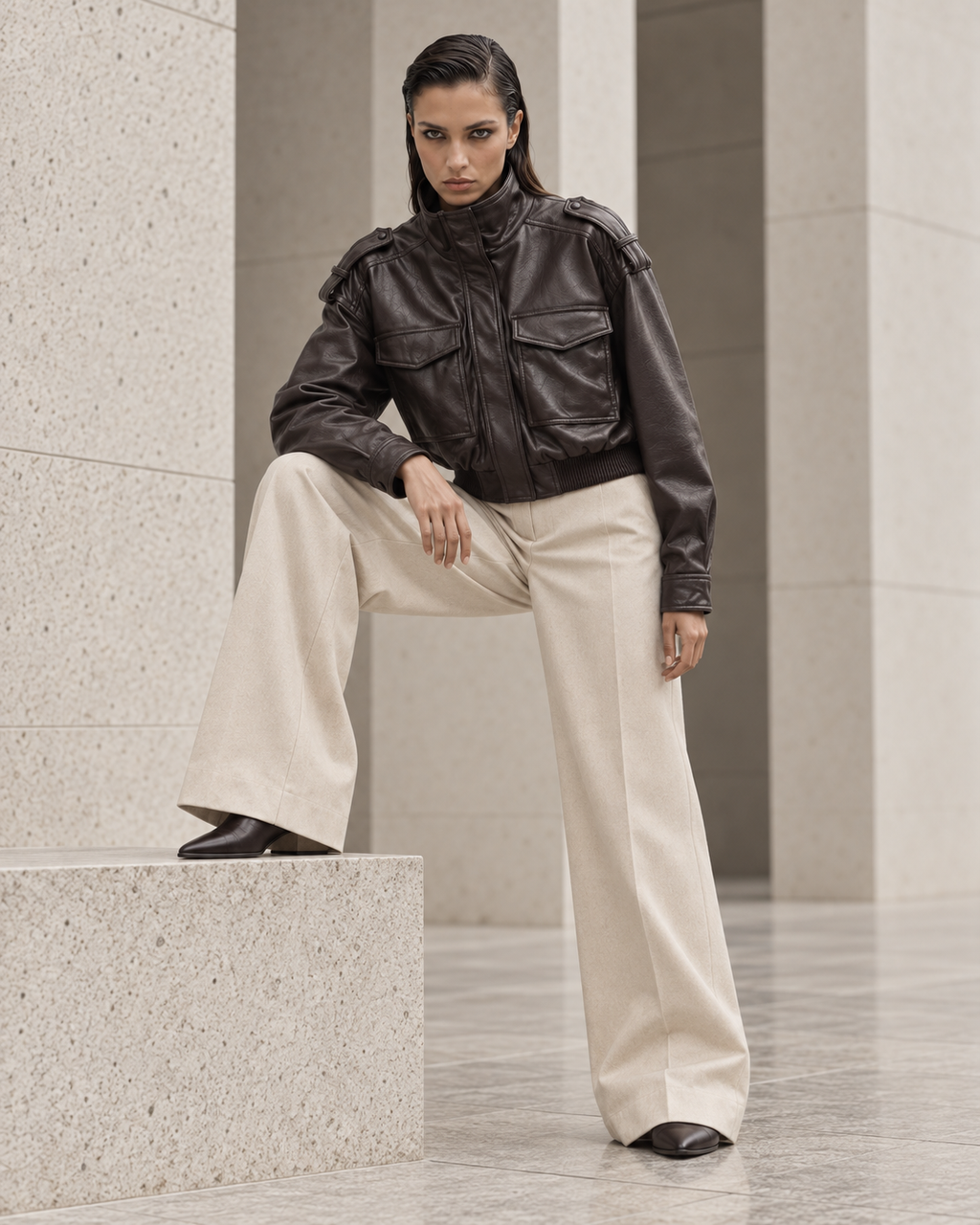 The Silenit Luxe Relaxed Faux Leather Jacket