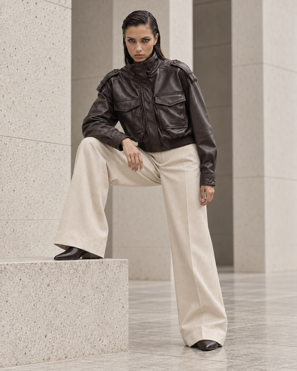 The Silenit Luxe Relaxed Faux Leather Jacket