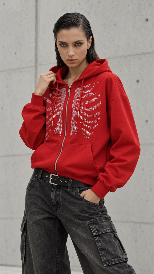 The Silenit Luxe Embellished Zip Hoodie