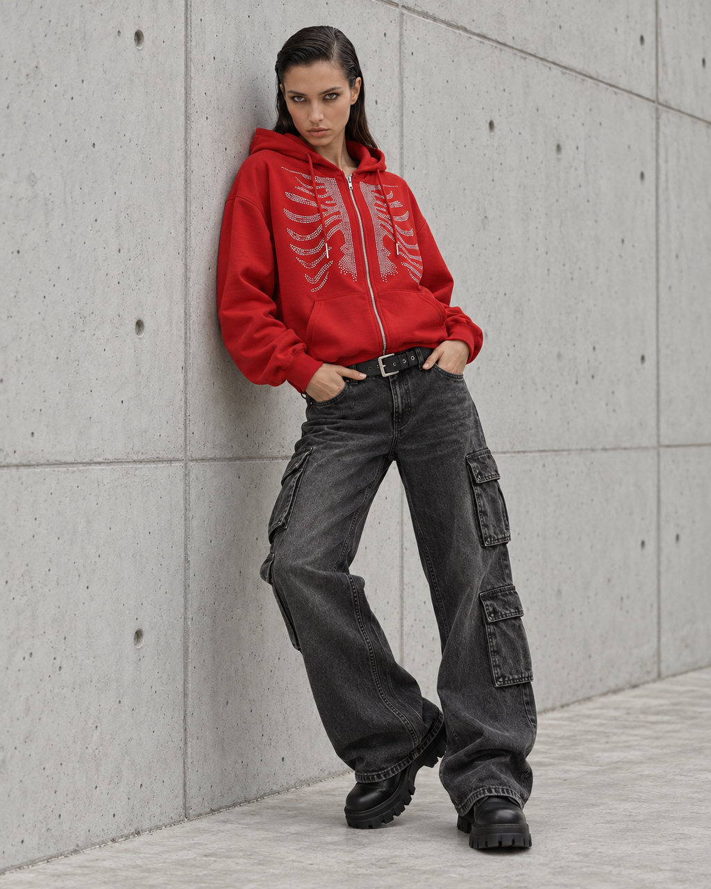 The Silenit Luxe Embellished Zip Hoodie